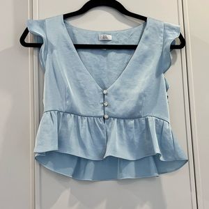 Blue Satin Blouse
